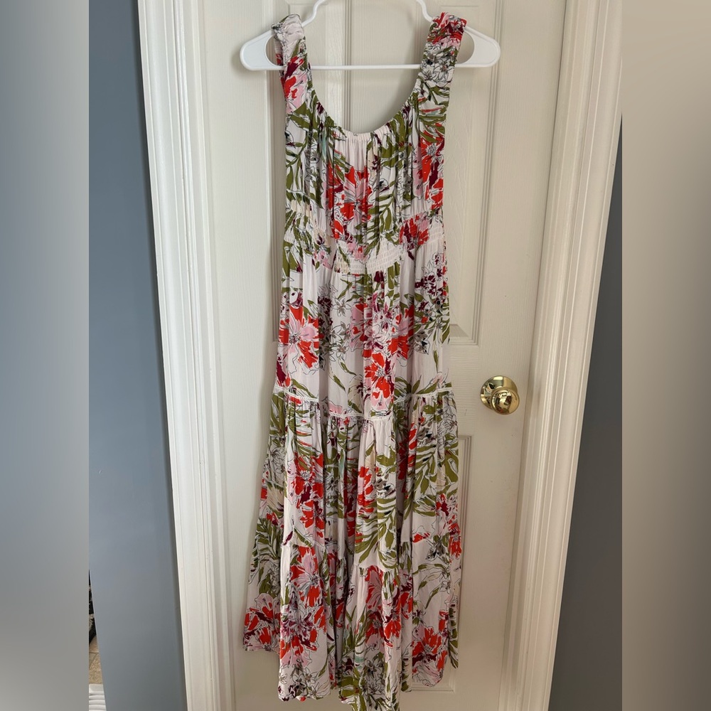 ⚜️ Anthropology • Abel the Label Green, White and Orange Floral Dress